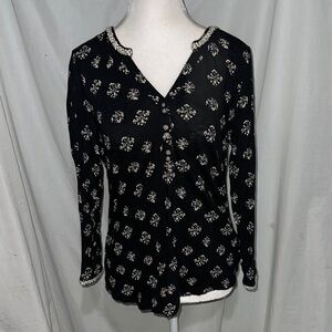 black & cream Lucky Brand Del Mar Henley size medium